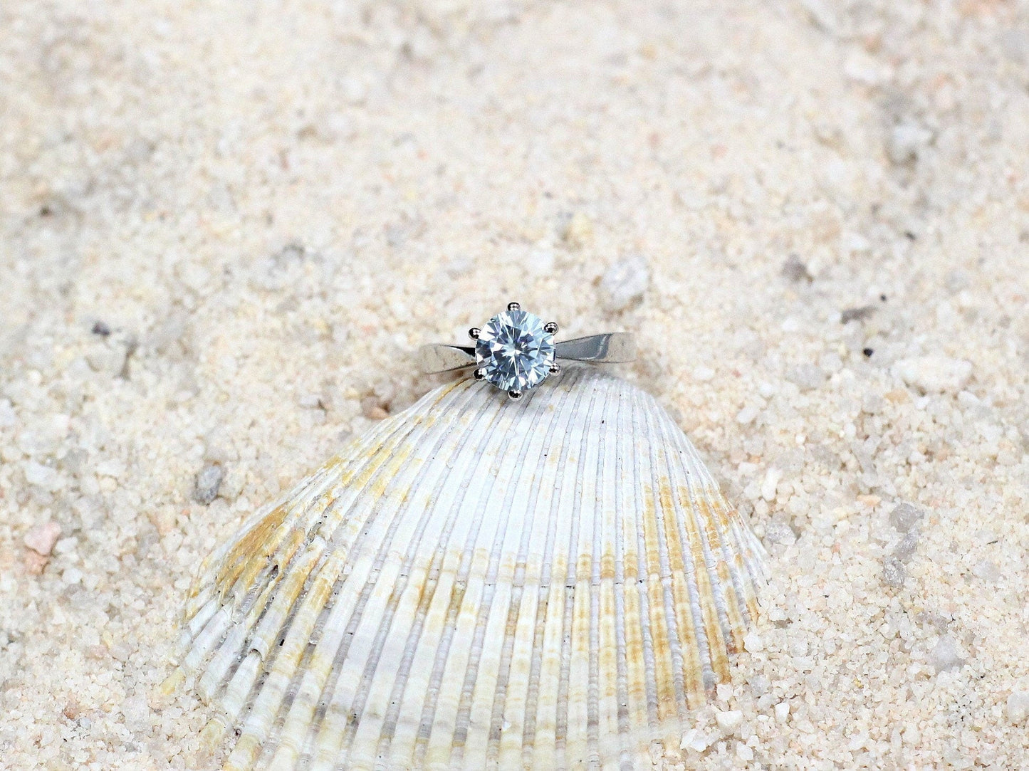 1.2ct Lab Diamond Ring, 6 prong, Round Tapered, Solitaire, 7mm Lab Created Diamond Engagement Ring BellaMoreDesign.com