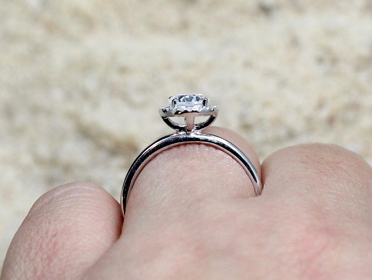 1.5ct Oval Cut Lab Diamond Engagement Ring, 8x6mm Lab Grown Diamond, Lab Created Diamond Halo Ring, Bridal, Allegoria Medio BellaMoreDesign.com