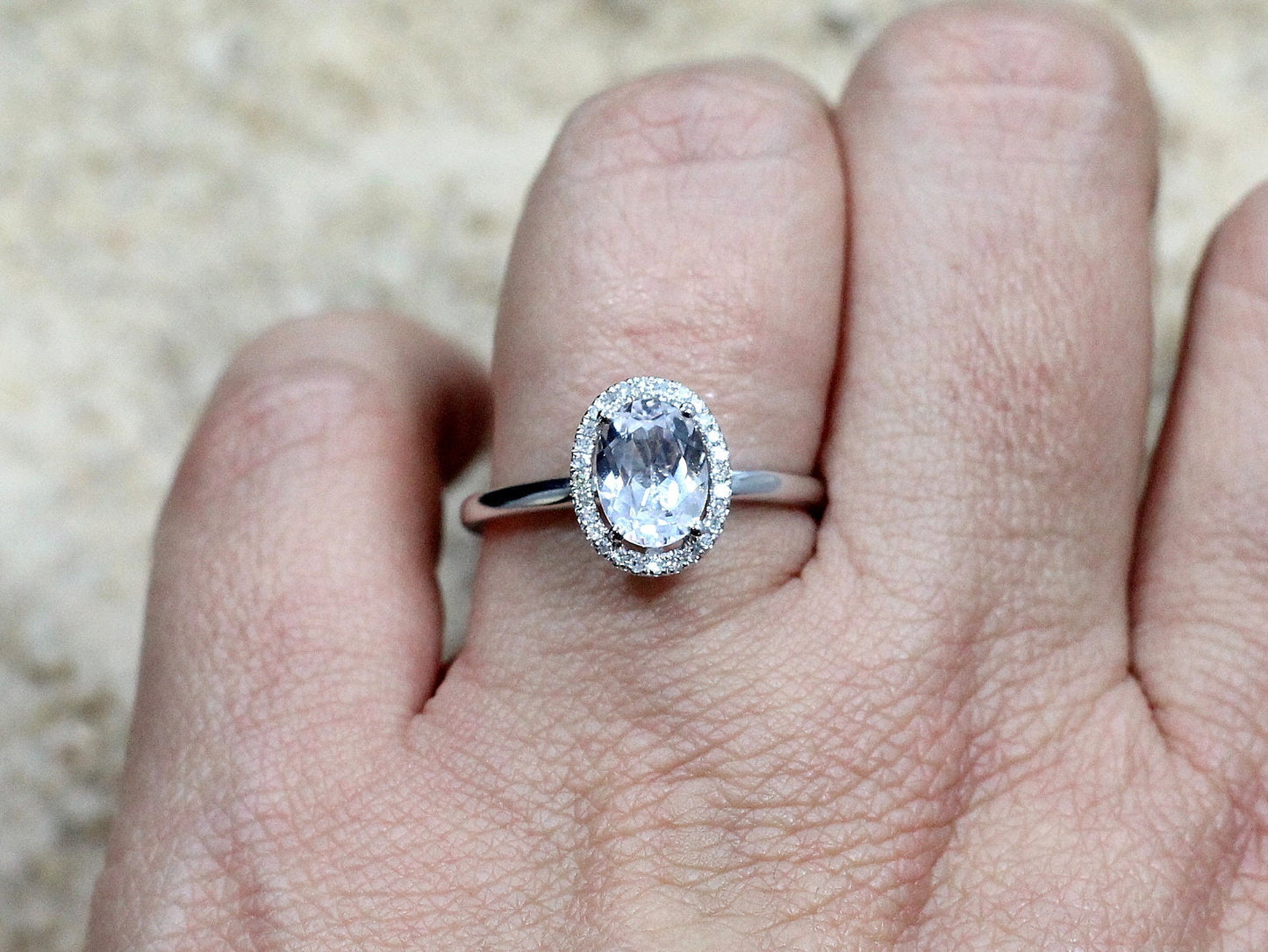 1.5ct Oval Cut Lab Diamond Engagement Ring, 8x6mm Lab Grown Diamond, Lab Created Diamond Halo Ring, Bridal, Allegoria Medio BellaMoreDesign.com