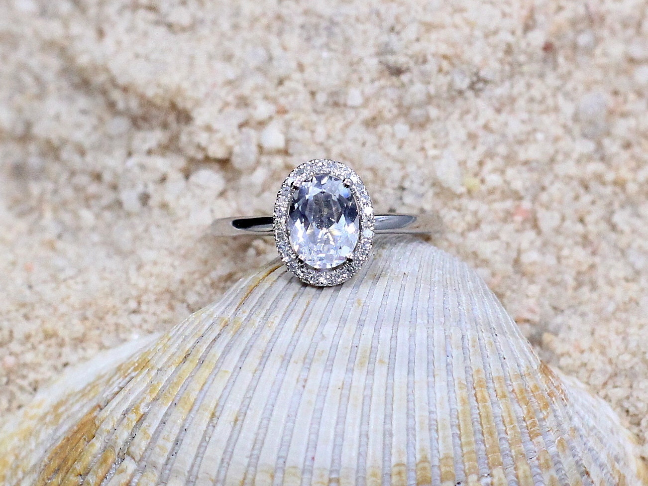 1.5ct Oval Cut Lab Diamond Engagement Ring, 8x6mm Lab Grown Diamond, Lab Created Diamond Halo Ring, Bridal, Allegoria Medio BellaMoreDesign.com