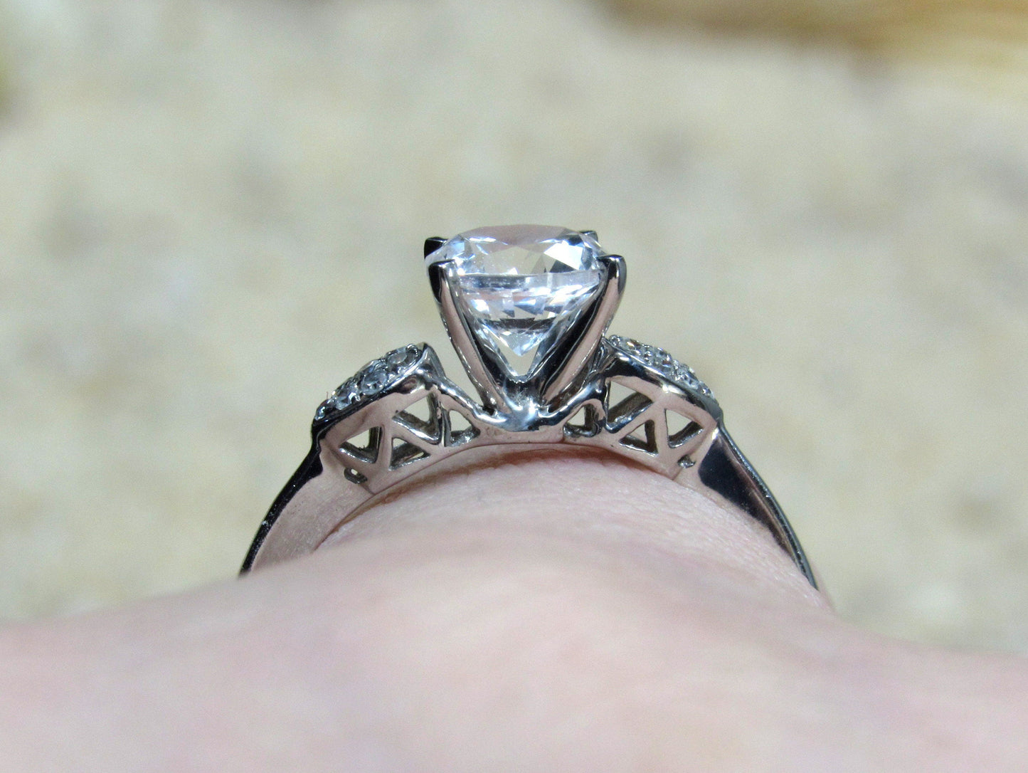 1ct Alexandrite Sapphire Engagement Ring, Round Diamonds Cluster Leaf Ring, Hestia, 6mm, Promise Ring, Gift For Her BellaMoreDesign.com