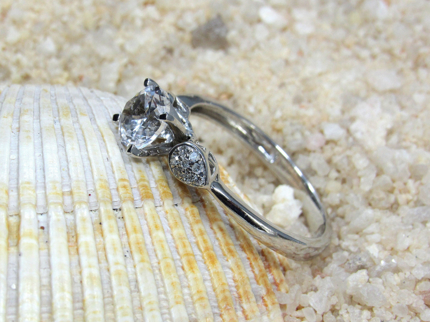 1ct Alexandrite Sapphire Engagement Ring, Round Diamonds Cluster Leaf Ring, Hestia, 6mm, Promise Ring, Gift For Her BellaMoreDesign.com