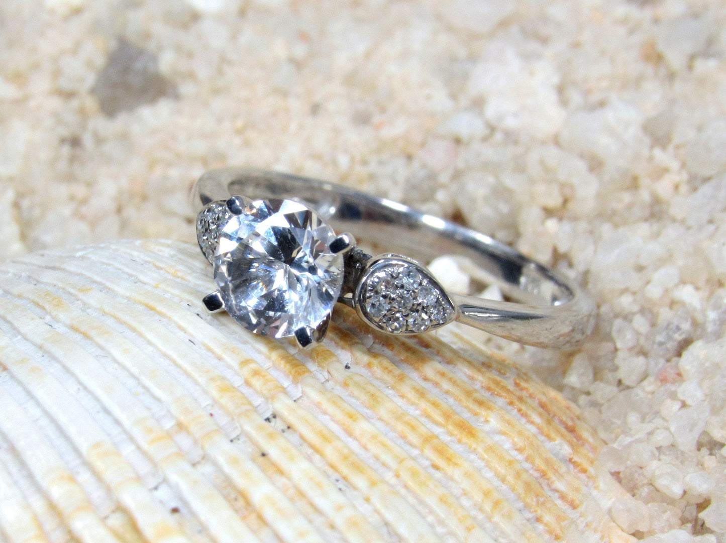 1ct Alexandrite Sapphire Engagement Ring, Round Diamonds Cluster Leaf Ring, Hestia, 6mm, Promise Ring, Gift For Her BellaMoreDesign.com
