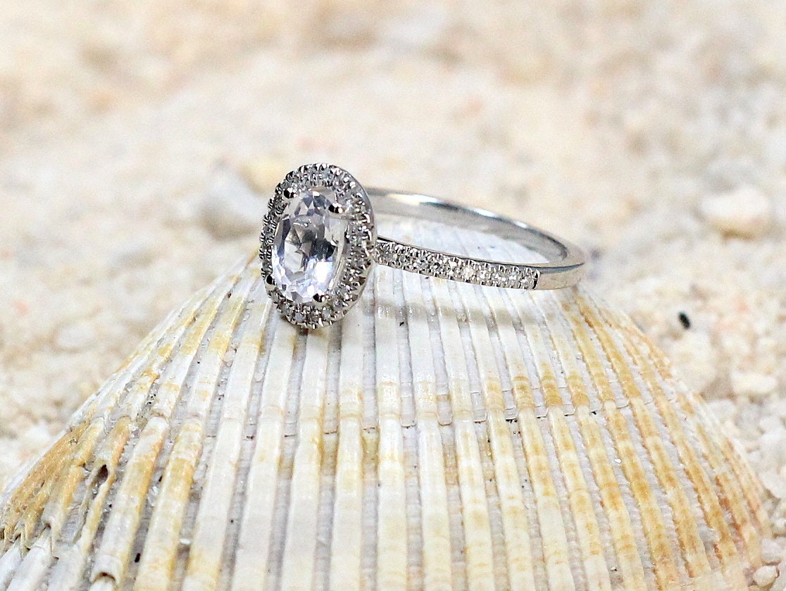 1ct Lab Created Diamond Ring, Lab Grown Diamond Oval Halo Engagement Ring, Petite Basket, 7x5mm Lab Diamond, Ovale BellaMoreDesign.com