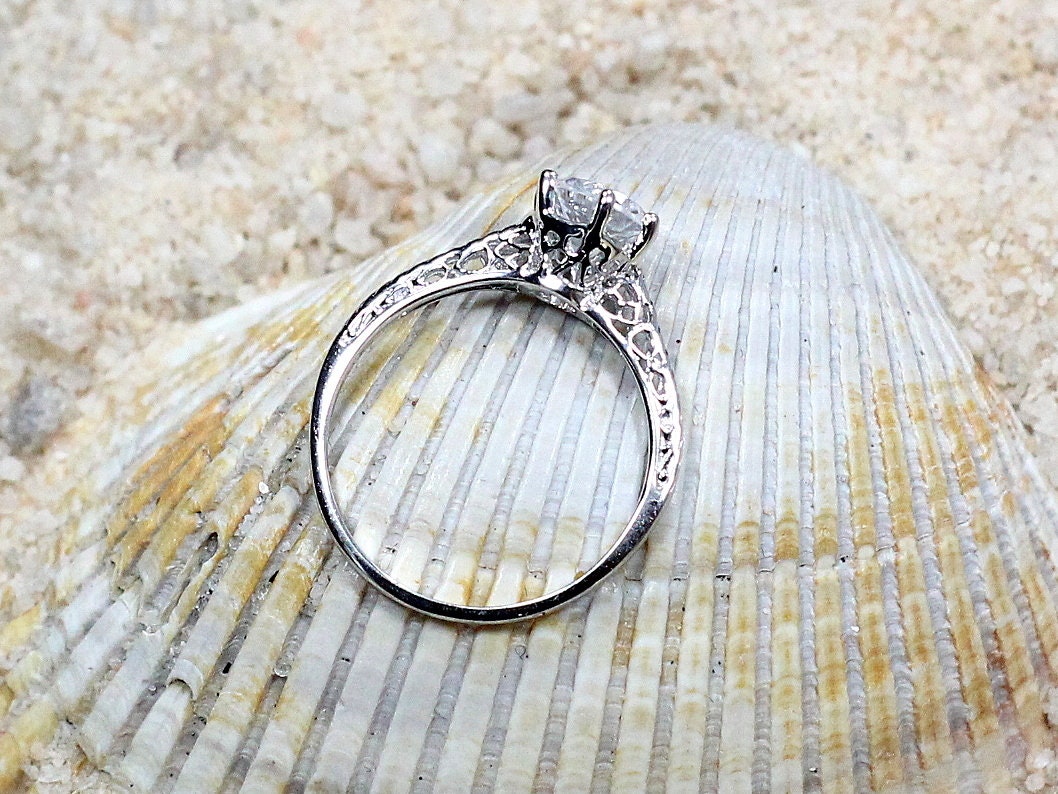 1ct Rhemba 6mm Labradorite Engagement Ring, Antique, Filigree, Vintage BellaMoreDesign.com