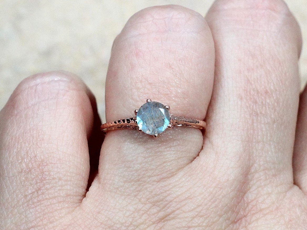 1ct Rhemba 6mm Labradorite Engagement Ring, Antique, Filigree, Vintage BellaMoreDesign.com