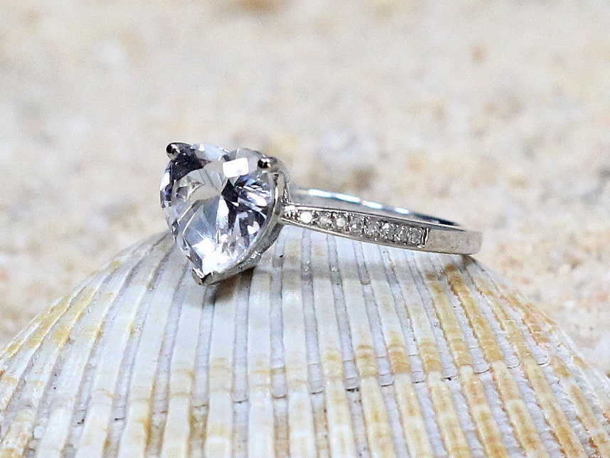 2ct 8mm Heart Shaped Moissanite diamond Engagement Ring, heart moissanite ring, heart engagement ring, heart promise ring for her BellaMoreDesign.com