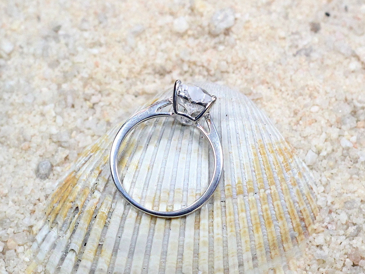 2ct 8mm Heart Shaped Moissanite diamond Engagement Ring, heart moissanite ring, heart engagement ring, heart promise ring for her BellaMoreDesign.com
