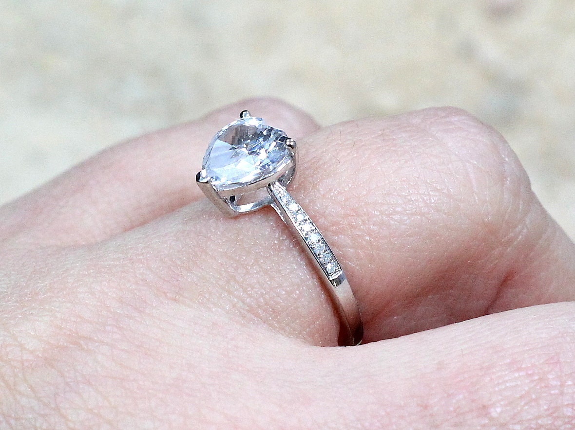 2ct 8mm Heart Shaped Moissanite diamond Engagement Ring, heart moissanite ring, heart engagement ring, heart promise ring for her BellaMoreDesign.com