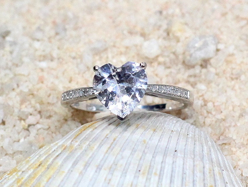2ct 8mm Heart Shaped Moissanite diamond Engagement Ring, heart moissanite ring, heart engagement ring, heart promise ring for her BellaMoreDesign.com