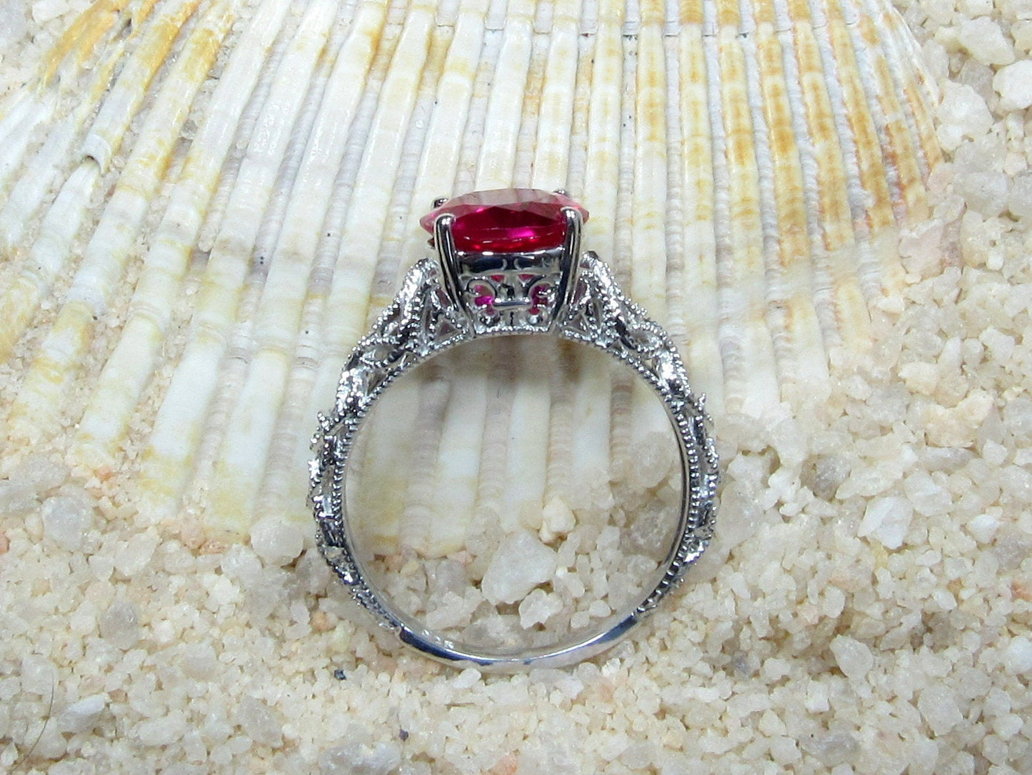 2ct Andromeda 8mm Ruby Engagement Ring, Antique, Style Filigree, Filigree, Milgrain BellaMoreDesign.com