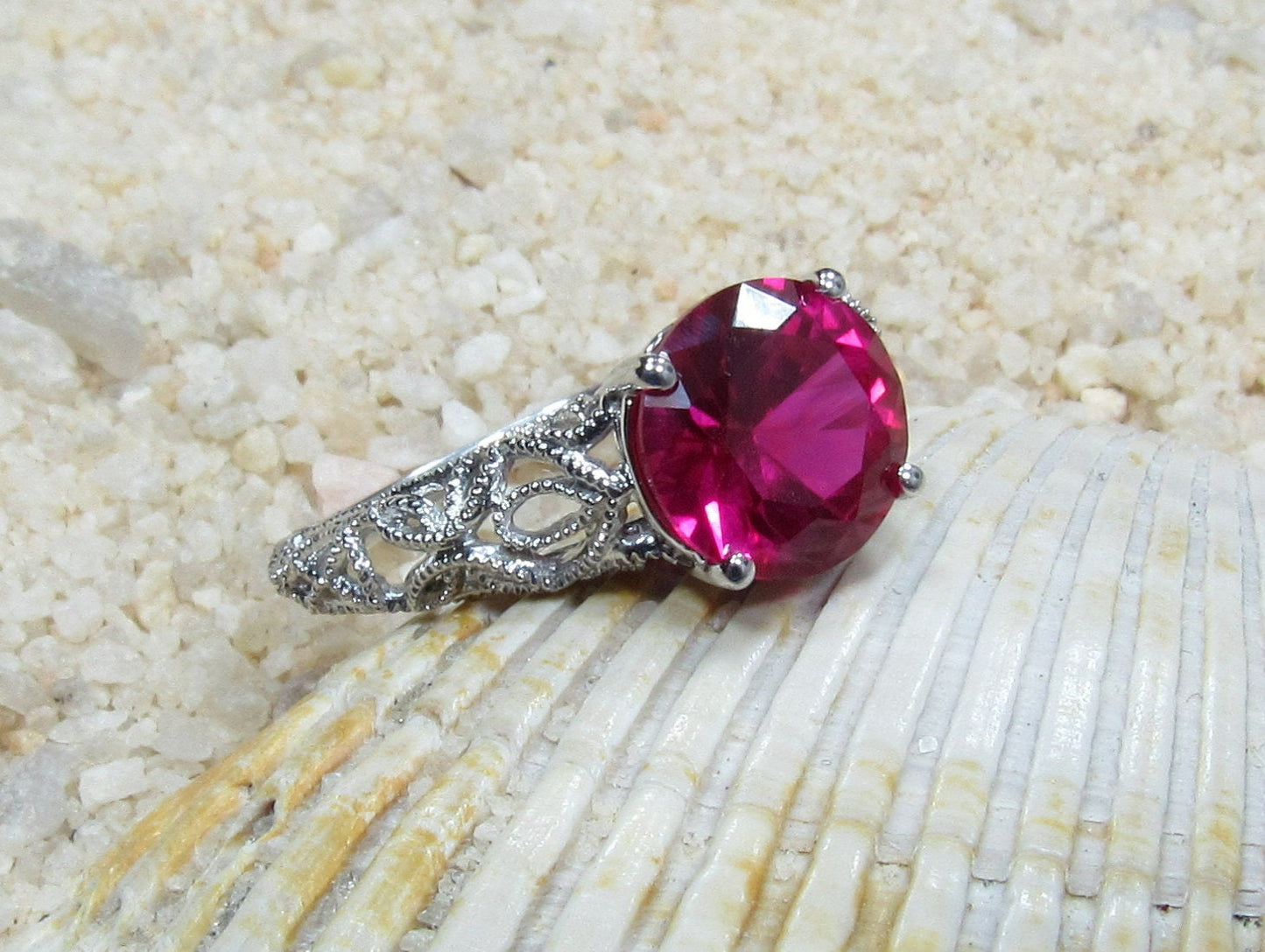 2ct Andromeda 8mm Ruby Engagement Ring, Antique, Style Filigree, Filigree, Milgrain BellaMoreDesign.com