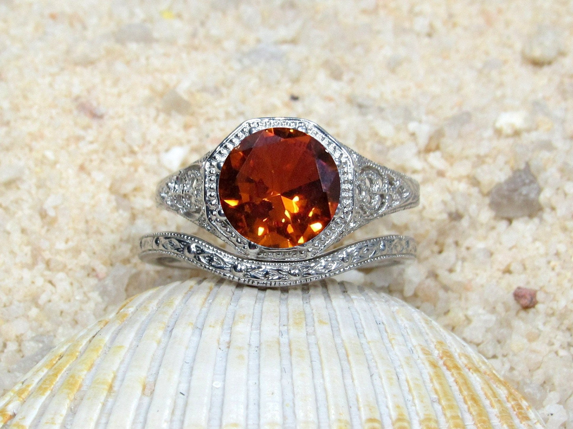 Orange sapphire ring store