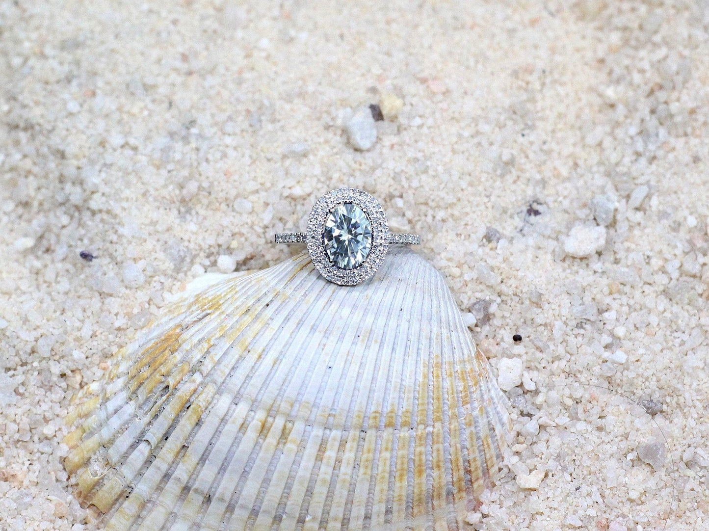 2ct Lab Diamond Engagement Ring, Lab Grown Diamond Oval Ring, Double Halo Ring, Lab Created Diamond, Urania BellaMoreDesign.com