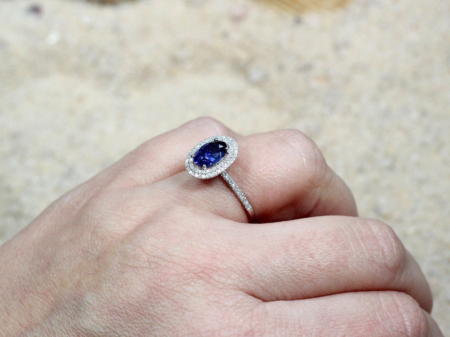 2ct Lab Diamond Engagement Ring, Lab Grown Diamond Oval Ring, Double Halo Ring, Lab Created Diamond, Urania BellaMoreDesign.com