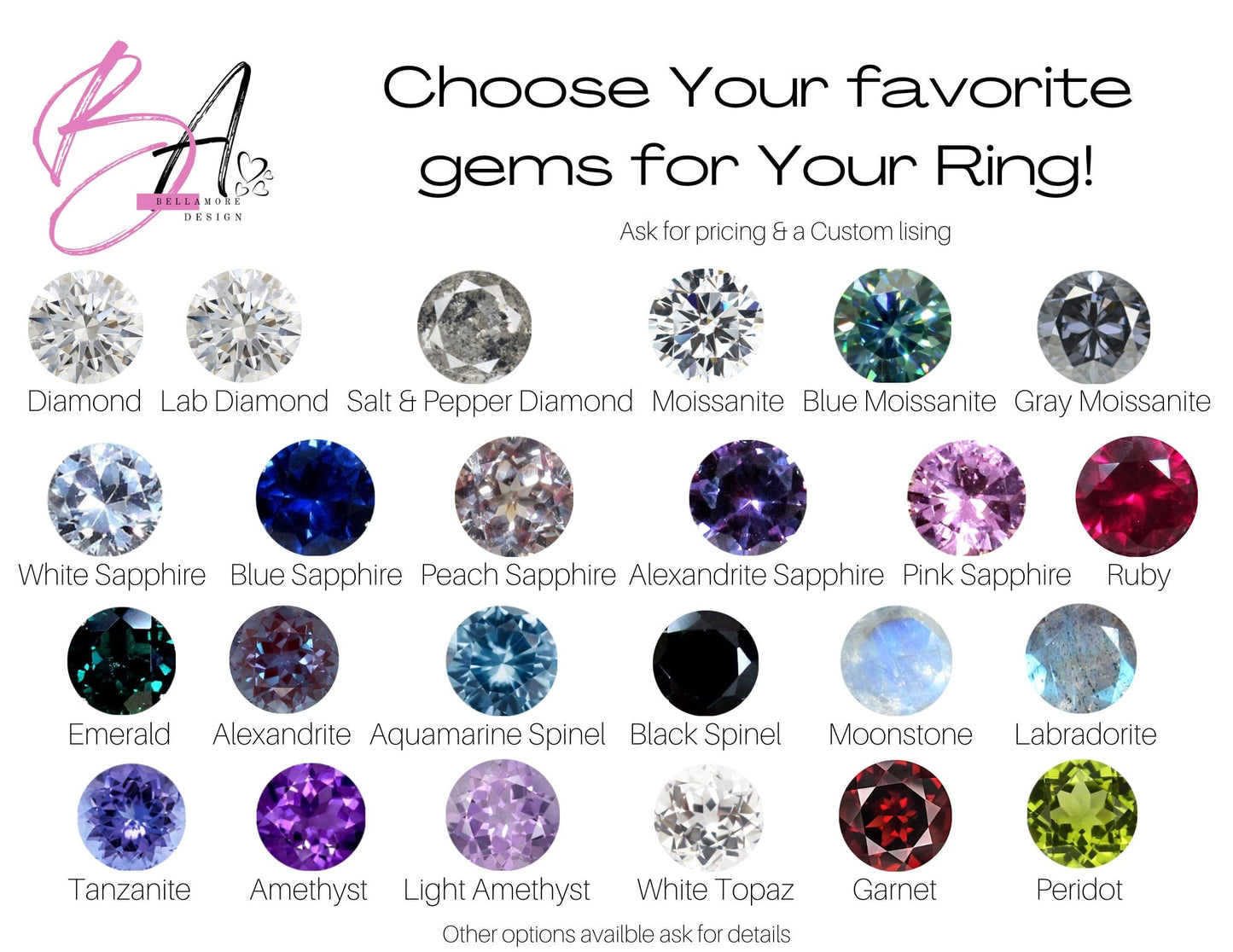 2ct Lab Diamond Ring, Lab Created Diamond Ring, 8mm Lab Grown Diamond, 3 Gem Stone Ring, Cupid BellaMoreDesign.com