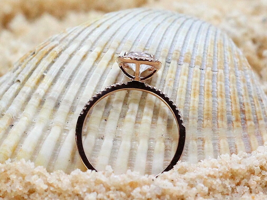 Alexandrite Diamonds Engagement Ring Cushion Halo Cuscino Petite 1ct 6mm Round Custom Size White-Yellow-Rose Gold-10k-14k-18k-Platinum BellaMoreDesign.com