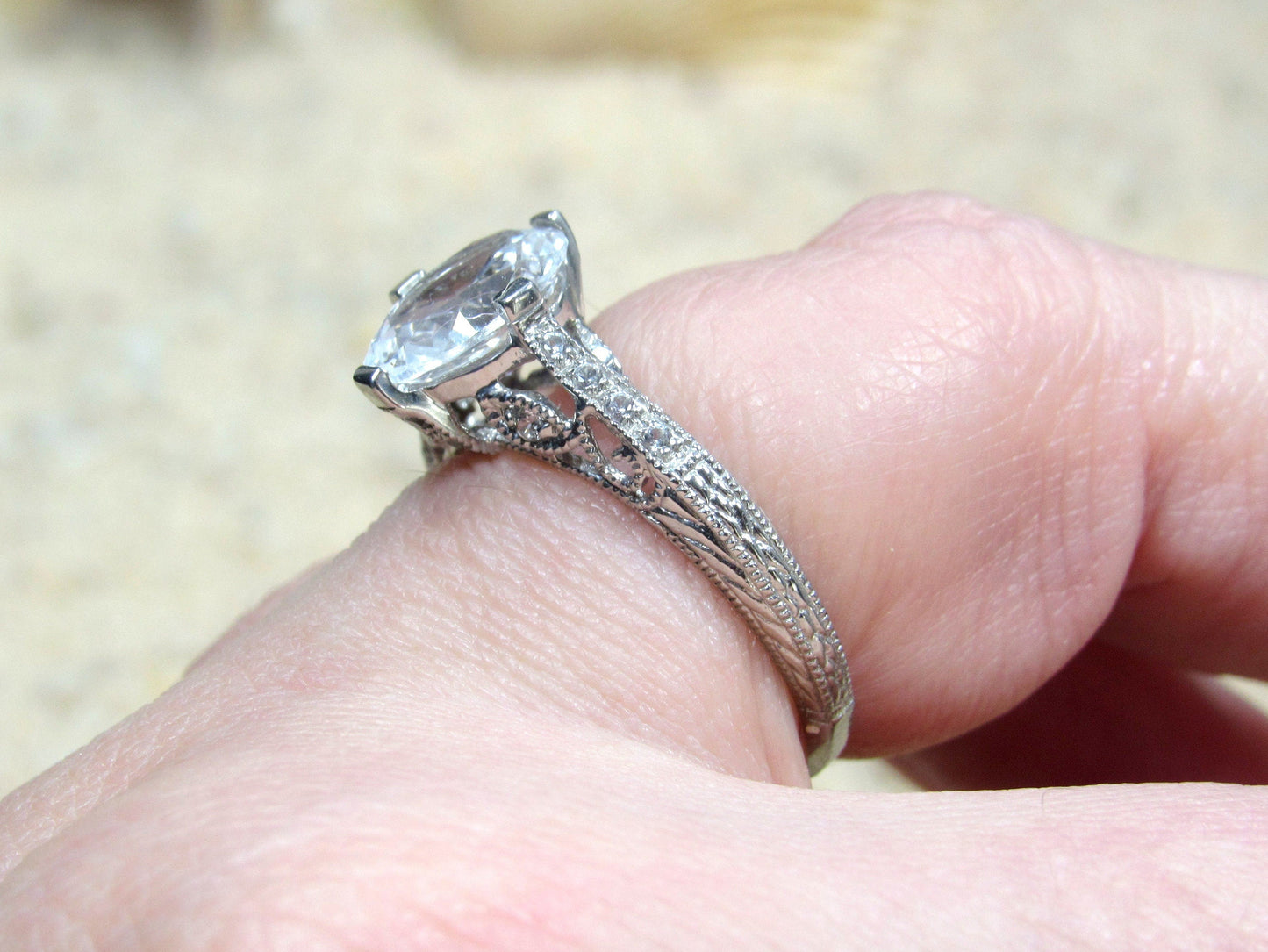 Alexandrite Sapphire Engagement Ring,Vintage Filigree Ring,3ct Oval 9x7mm,Dionysus,Color change Ring,White-Yellow-Rose Gold-14k-18k-Platinum BellaMoreDesign.com