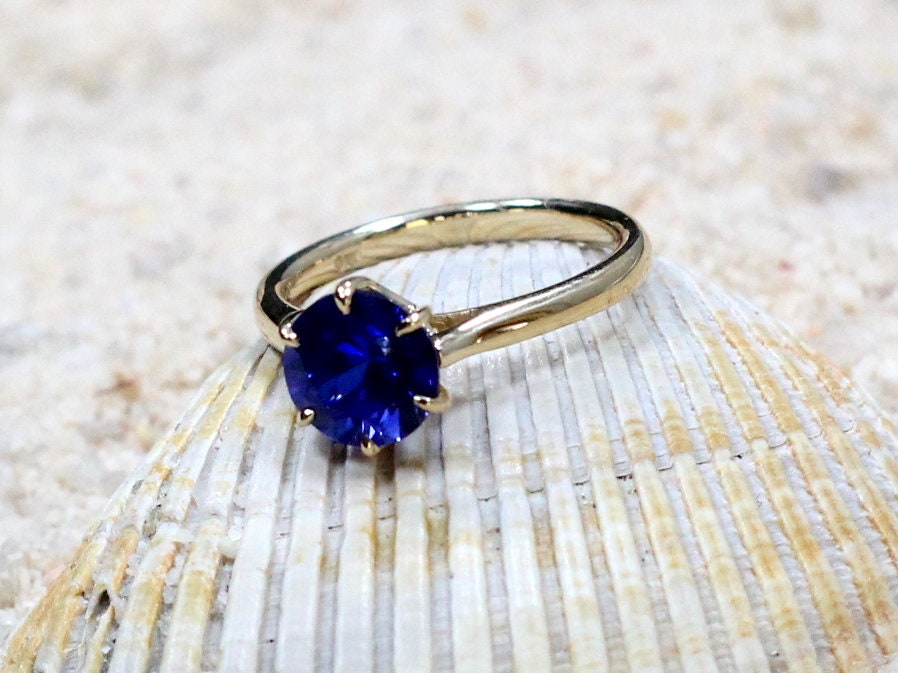 Blue Sapphire Engagement Ring,6 prong Ring,Dinlas,Solitaire Ring,Promise Ring,Sapphire Ring,White-Yellow-Rose Gold-10k-14k-18k-Platinum BellaMoreDesign.com