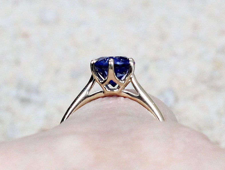 Blue Sapphire Engagement Ring,6 prong Ring,Dinlas,Solitaire Ring,Promise Ring,Sapphire Ring,White-Yellow-Rose Gold-10k-14k-18k-Platinum BellaMoreDesign.com