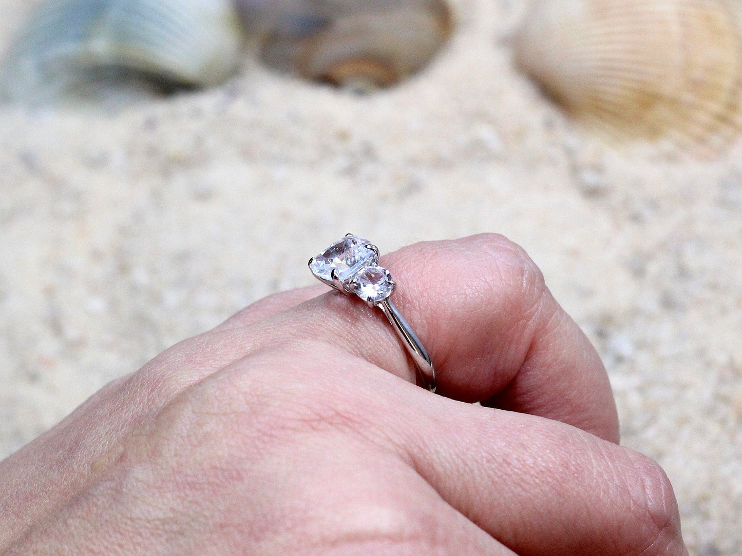 Cushion Round Moissanite ring, Moissanite Engagement Ring, Cushion Cut Ring, 3 Gem Stone Ring, 2ct Ring, Aphrodite, Cushion Moissanite Ring BellaMoreDesign.com