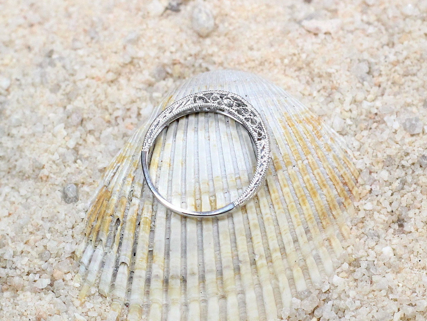 Diamond Wedding Band, Filigree, Vintage, Antique, Polymnia, Gift For Her, Promise Ring BellaMoreDesign.com