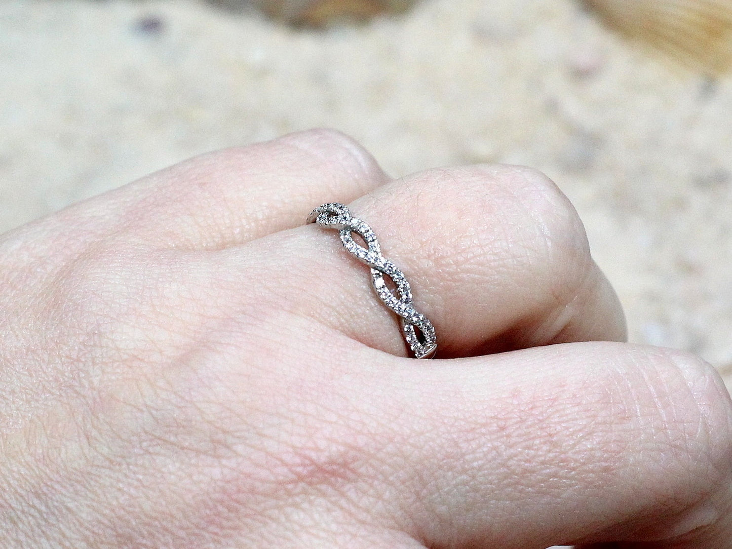 Diamond Wedding Band, Infinity Half Eternity, Engagement Ring, Wedding Band, Promise Ring, Gift For Her BellaMoreDesign.com