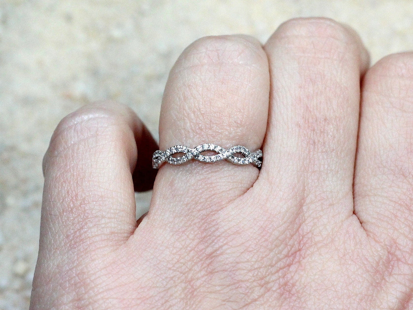 Diamond Wedding Band, Infinity Half Eternity, Engagement Ring, Wedding Band, Promise Ring, Gift For Her BellaMoreDesign.com