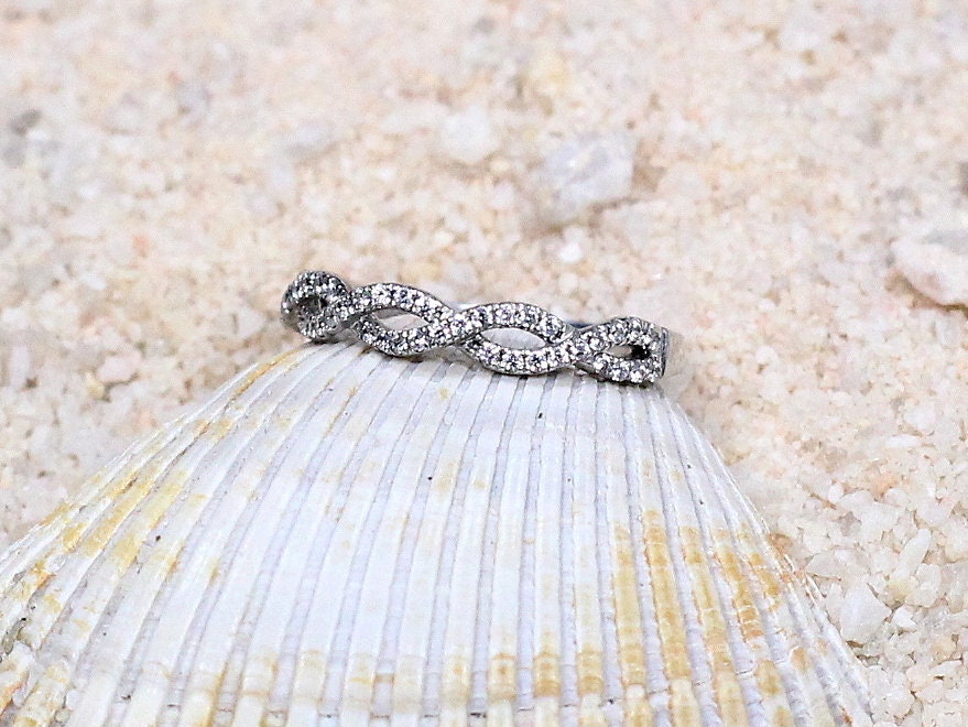 Diamond Wedding Band, Infinity Half Eternity, Engagement Ring, Wedding Band, Promise Ring, Gift For Her BellaMoreDesign.com