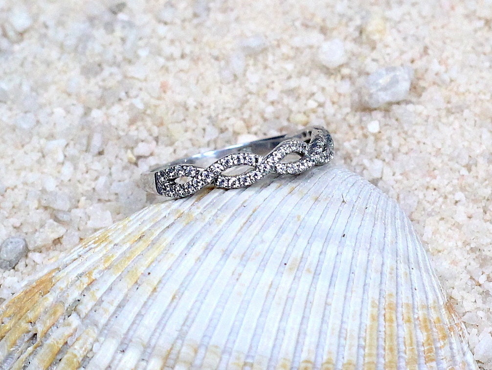 Diamond Wedding Band, Infinity Half Eternity, Engagement Ring, Wedding Band, Promise Ring, Gift For Her BellaMoreDesign.com