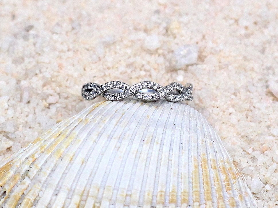 Diamond Wedding Band, Infinity Half Eternity, Engagement Ring, Wedding Band, Promise Ring, Gift For Her BellaMoreDesign.com