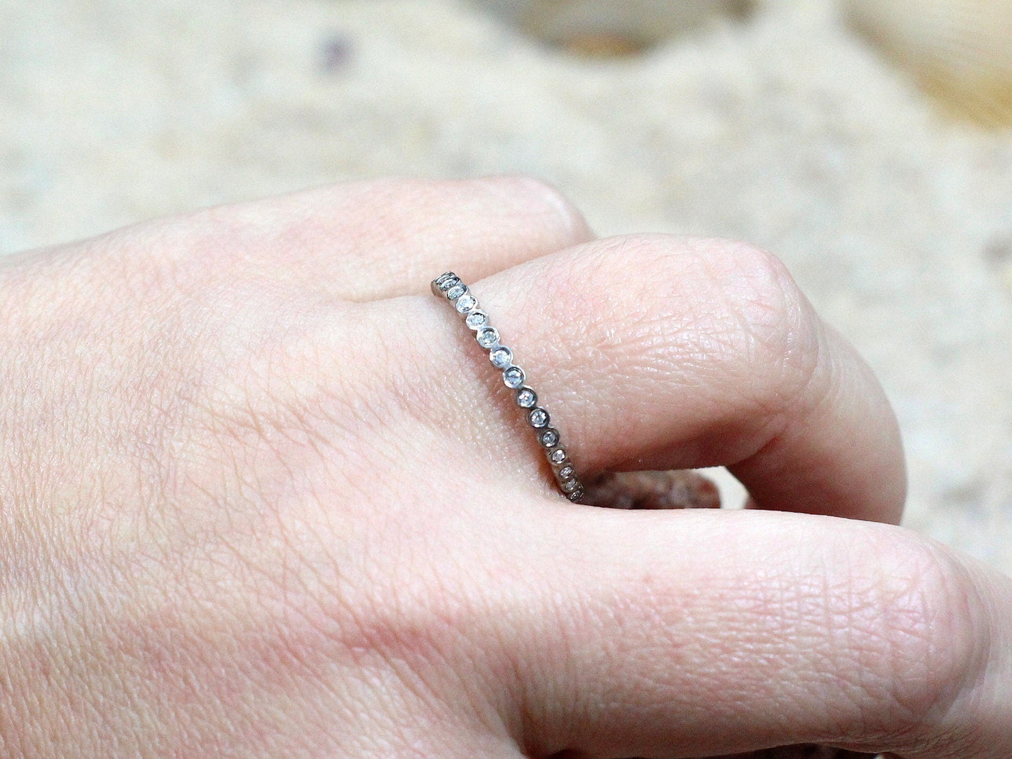 Diamonds Bubble Circle Bezel Wedding Band Eternity Smooth Edge Engagement Ring Ferarelle Custom White-Yellow-Rose Gold-10k-14k-18k-Plat BellaMoreDesign.com