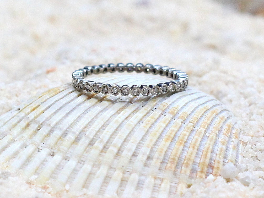Diamonds Bubble Circle Bezel Wedding Band Eternity Smooth Edge Engagement Ring Ferarelle Custom White-Yellow-Rose Gold-10k-14k-18k-Plat BellaMoreDesign.com