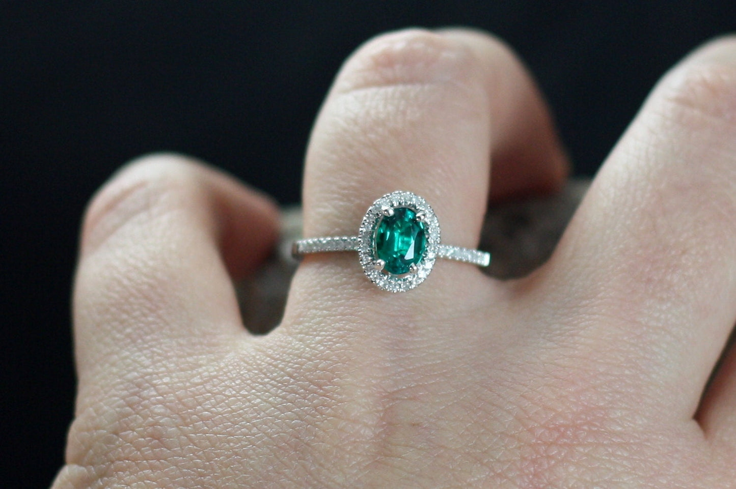 Emerald Engagement Ring,Oval Halo Ring,Ovale,Emerald Ring,1ct Ring,Emerald Halo Ring,White-Yellow-Rose Gold-10k-14k-18k-Platinum BellaMoreDesign.com