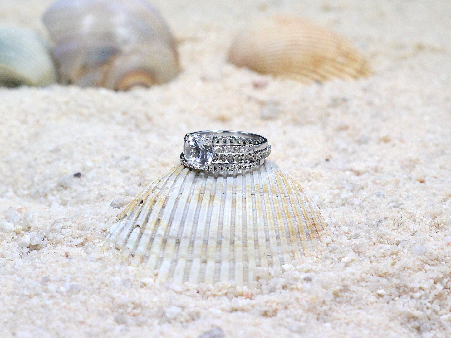 Forever One Moissanite Engagement Ring Set, Wedding Band Set, Pistis, Ferarelle, 2ct, 8mm, Bridal Set,Promise Ring, Gift For Her BellaMoreDesign.com