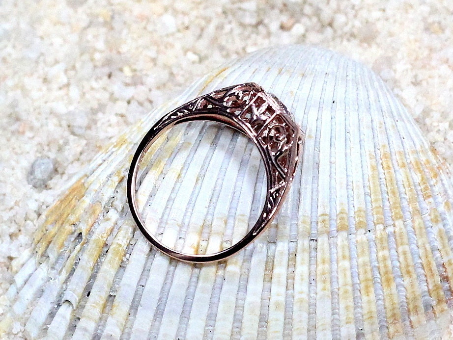 Forever One Moissanite Engagement Ring, Vintage, Antique, Filigree, Kassandra BellaMoreDesign.com