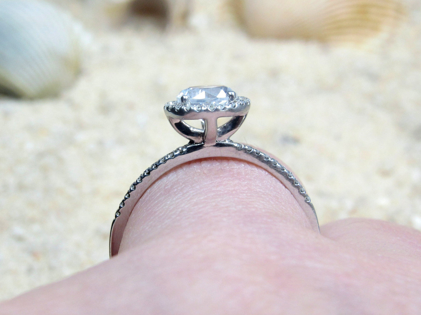 Labradorite Engagement Ring, Round Diamonds Halo Ring, Labradorite Ring, Pricus, 1ct Ring,White Gold-Yellow Gold-Rose Gold Ring, 6mm BellaMoreDesign.com