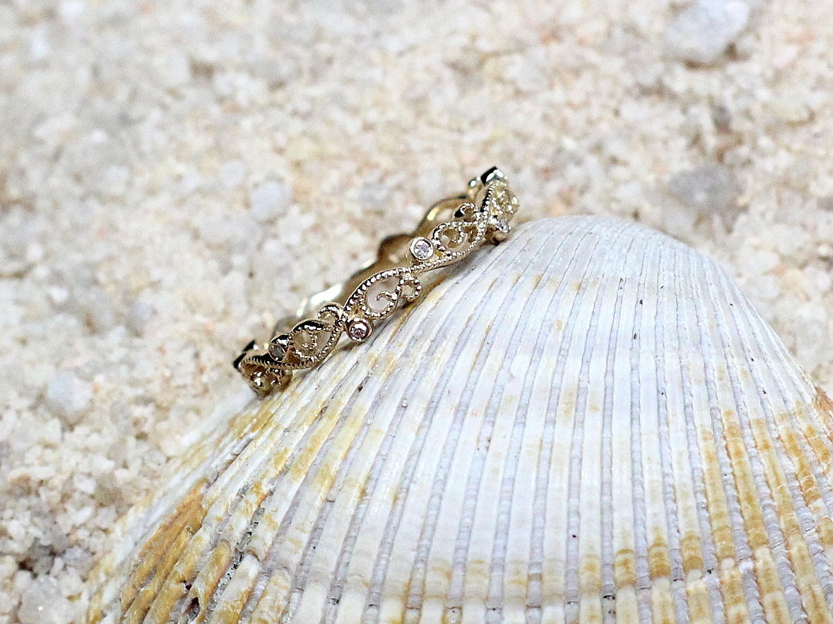 Milgrain Engagement Ring,Diamond Wedding Band,Milgrain Wedding Ring,Rheia,White-Yellow-Rose Gold-10k-14k-18k-Platinum,Milgrain Ring BellaMoreDesign.com