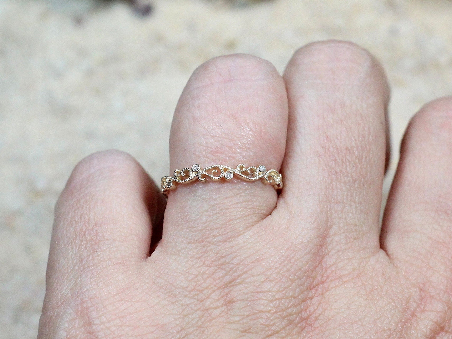Milgrain Engagement Ring,Diamond Wedding Band,Milgrain Wedding Ring,Rheia,White-Yellow-Rose Gold-10k-14k-18k-Platinum,Milgrain Ring BellaMoreDesign.com