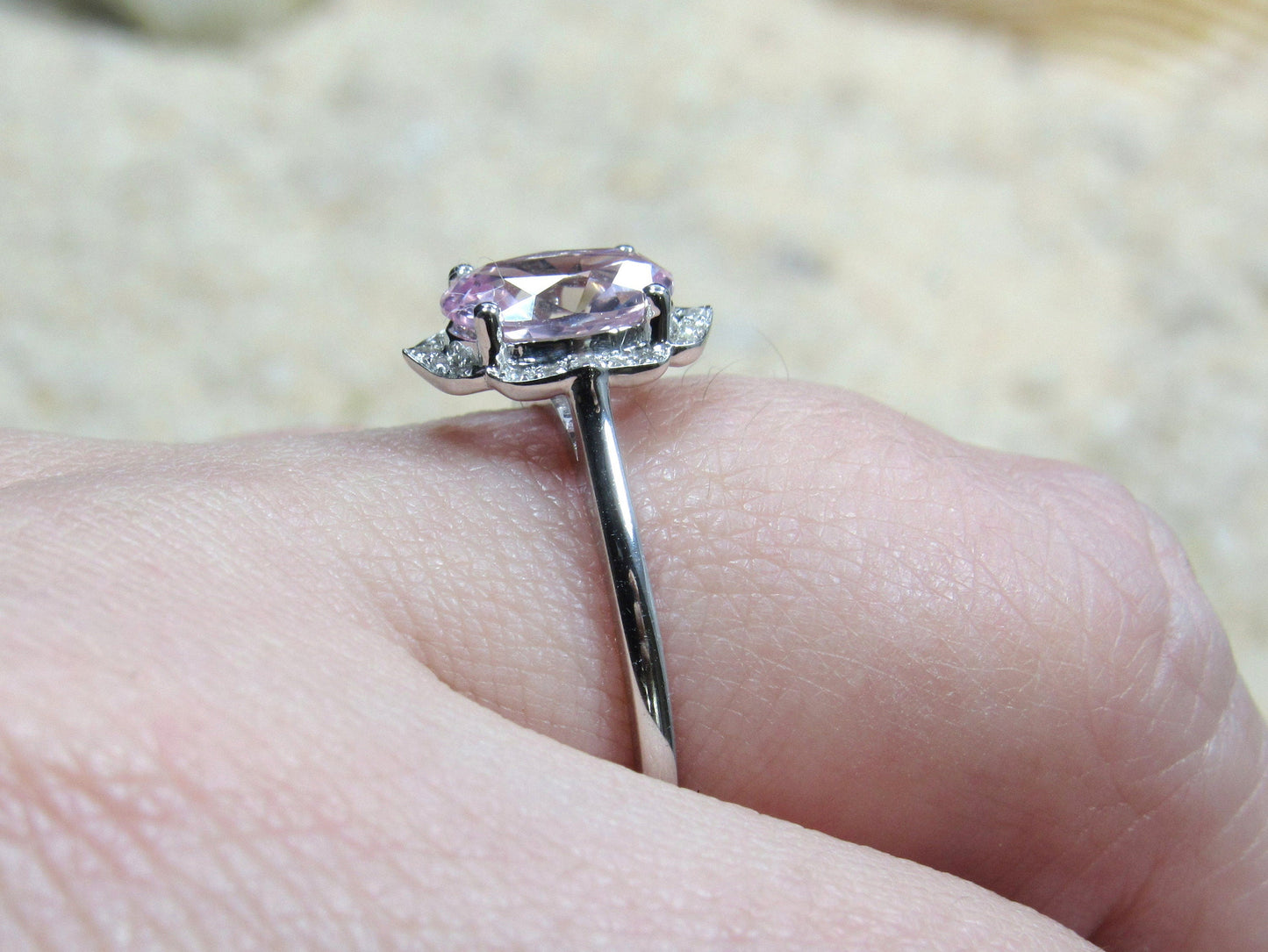 Moissanite Diamond Oval Halo Engagement Ring, Oval Floral Ring, Sospita, 2ct Ring, White-Yellow-Rose Gold-10k-14k-18k-Platinum, 8x6mm Oval BellaMoreDesign.com