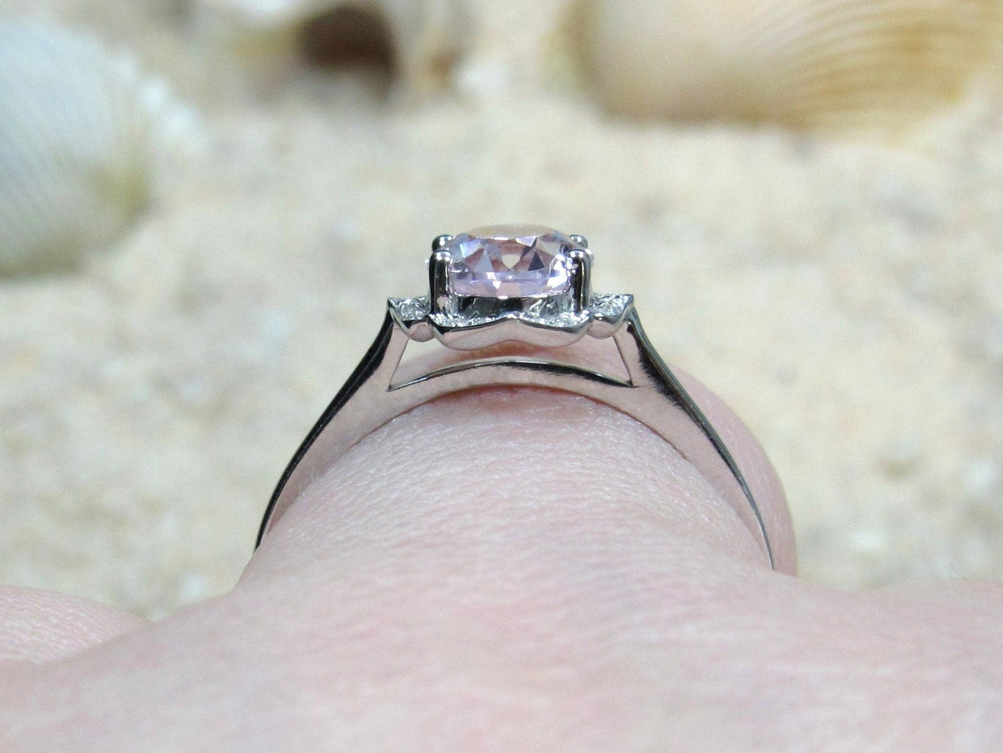 Moissanite Diamond Oval Halo Engagement Ring, Oval Floral Ring, Sospita, 2ct Ring, White-Yellow-Rose Gold-10k-14k-18k-Platinum, 8x6mm Oval BellaMoreDesign.com