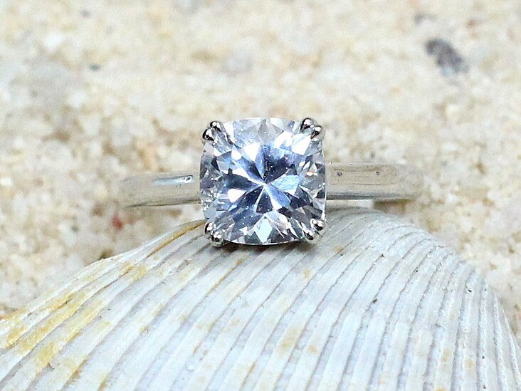 Moissanite Engagement Ring, Diamond Alternative Cathedral ring, Phoebe 2.4ct 8mm Custom White-Yellow-Rose Gold-10k-14k-18k-Platinum BellaMoreDesign.com