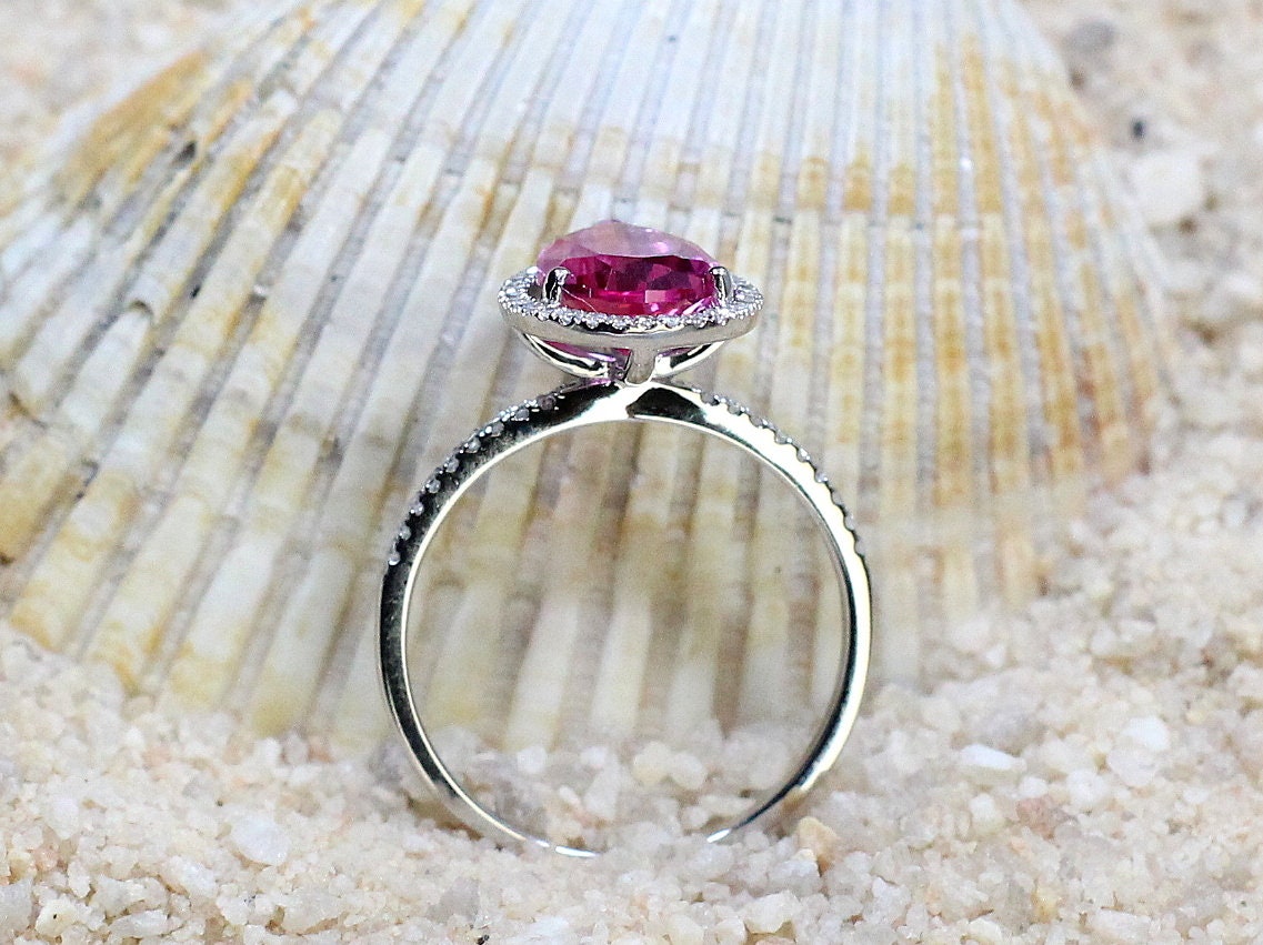 Moissanite Engagement Ring,Moissanite Ring,Pear Halo Ring,Helena,Pear Halo Engagement Ring, 3.5ct Ring,White Gold Ring,Rose Gold Ring BellaMoreDesign.com