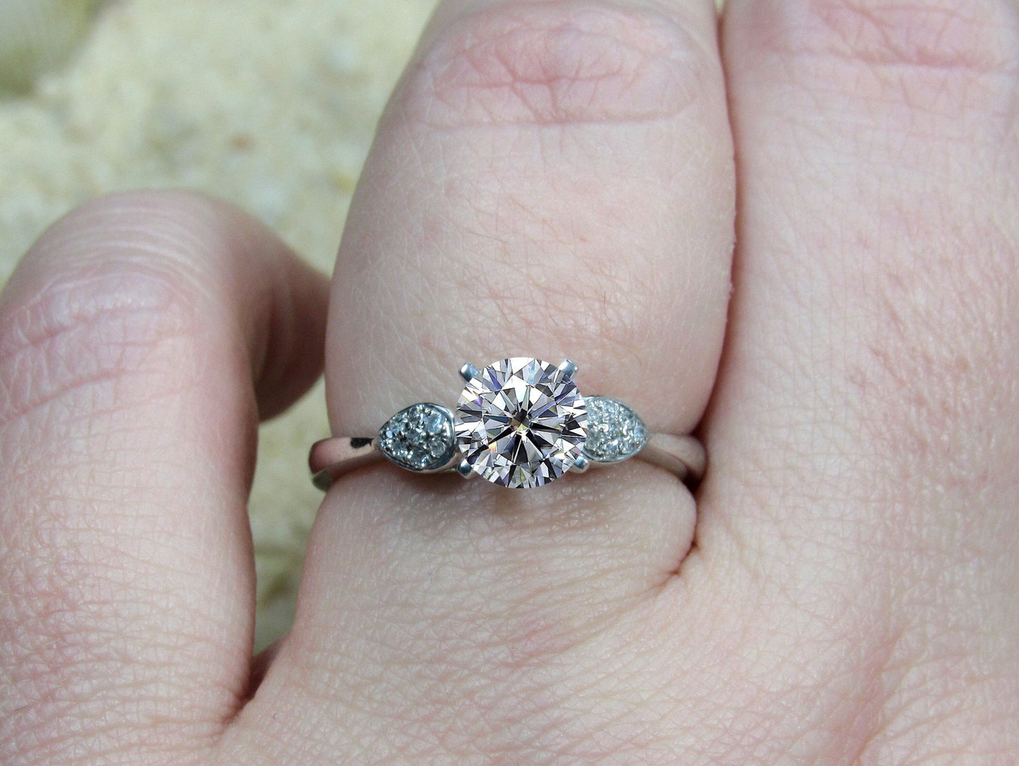 Moissanite Engagement Ring, Round Moissanite Diamonds Cluster Leaf Ring, Hestia, 1ct, 6mm, Promise Ring, Gift For Her BellaMoreDesign.com