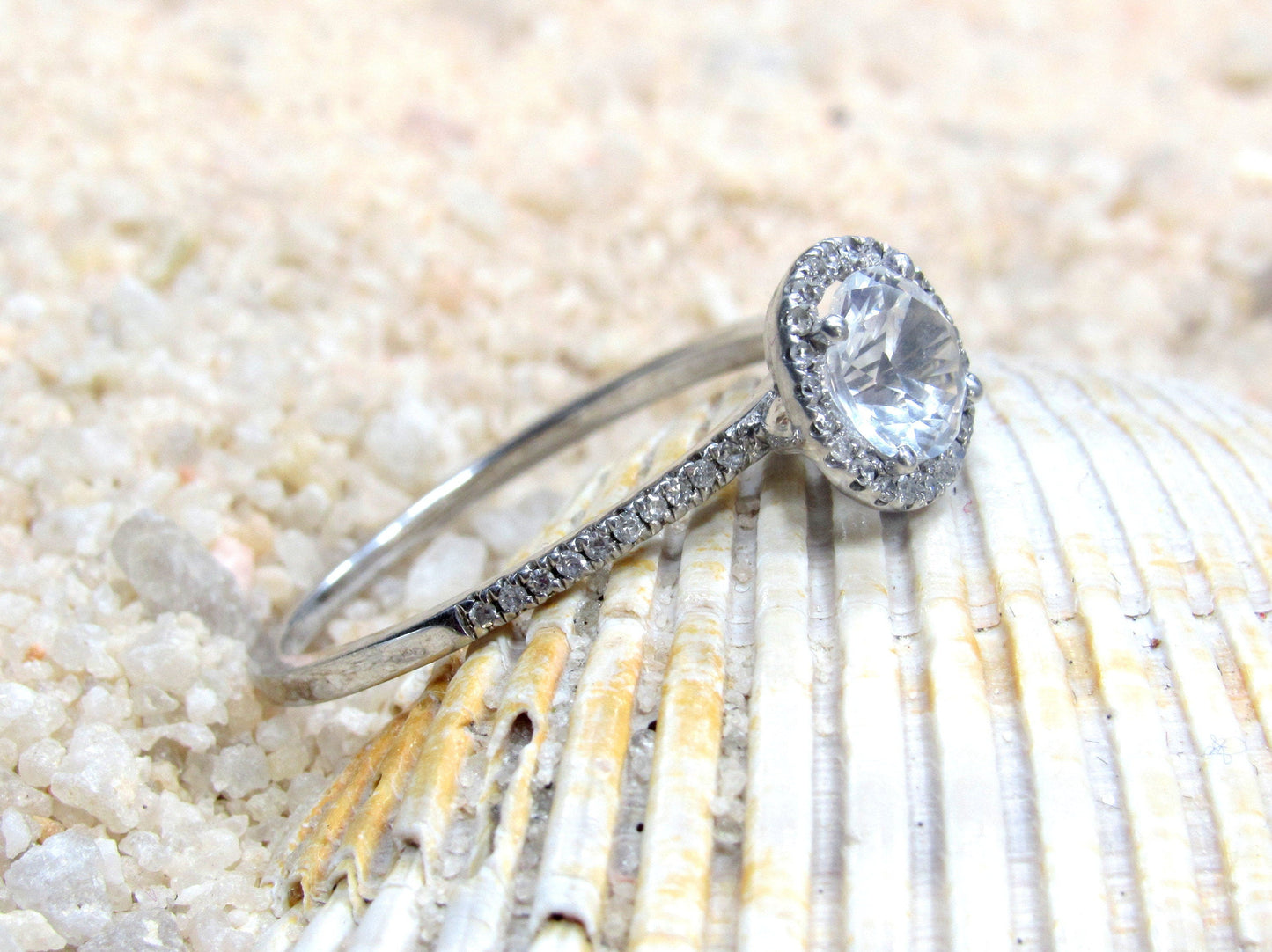 Moissanite Engagement Ring, Round Moissanite Diamonds Halo Ring, Pricus, 1ct Round Ring, White-Yellow-Rose Gold-10k-14k-18k-Platinum, 6mm BellaMoreDesign.com