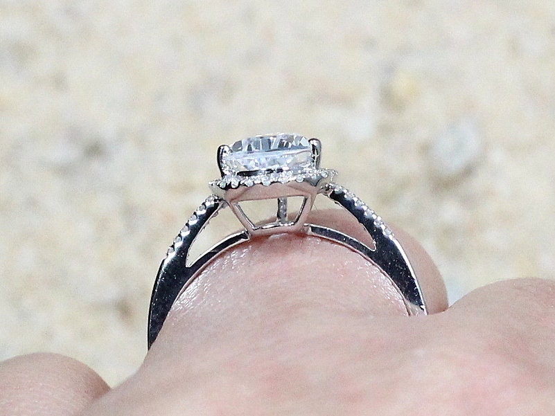 Moissanite Engagement Ring,Simulated Diamond ring, Cut Halo Ring,Goccia,2ct Ring,Moissanite ring,White-Yellow-Rose Gold-10k-14k-18k-Platinum BellaMoreDesign.com
