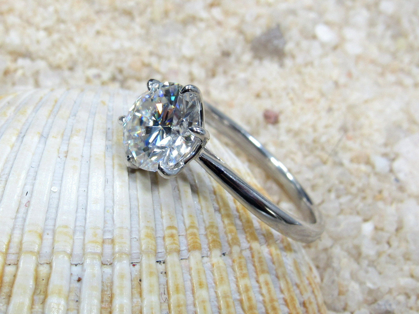 Moissanite Engagement Ring,Solitaire Ring,Dinlas,Round cut,2ct Ring, Moissanite Ring, Mossanite BellaMoreDesign.com
