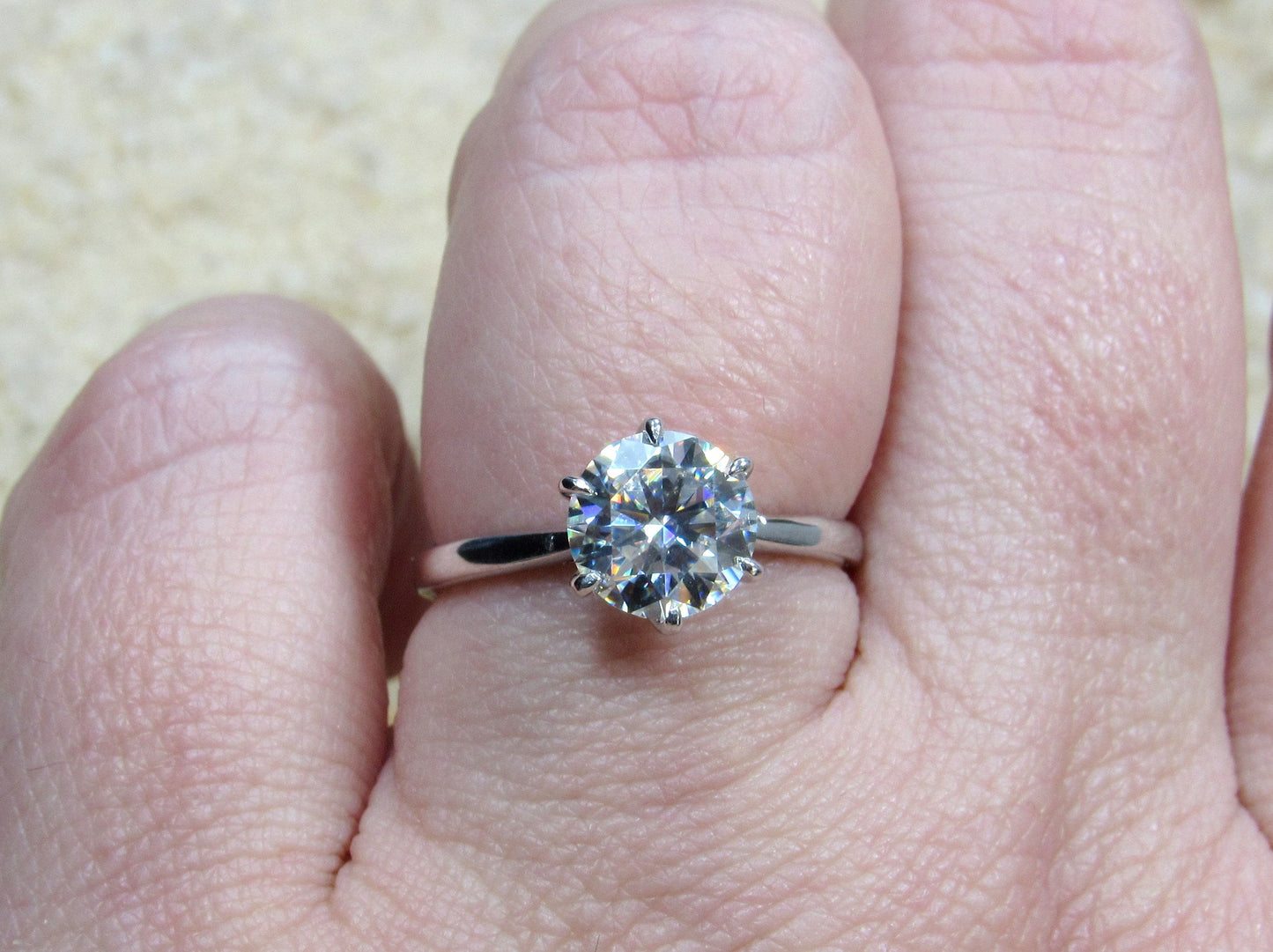 Moissanite Engagement Ring,Solitaire Ring,Dinlas,Round cut,2ct Ring, Moissanite Ring, Mossanite BellaMoreDesign.com
