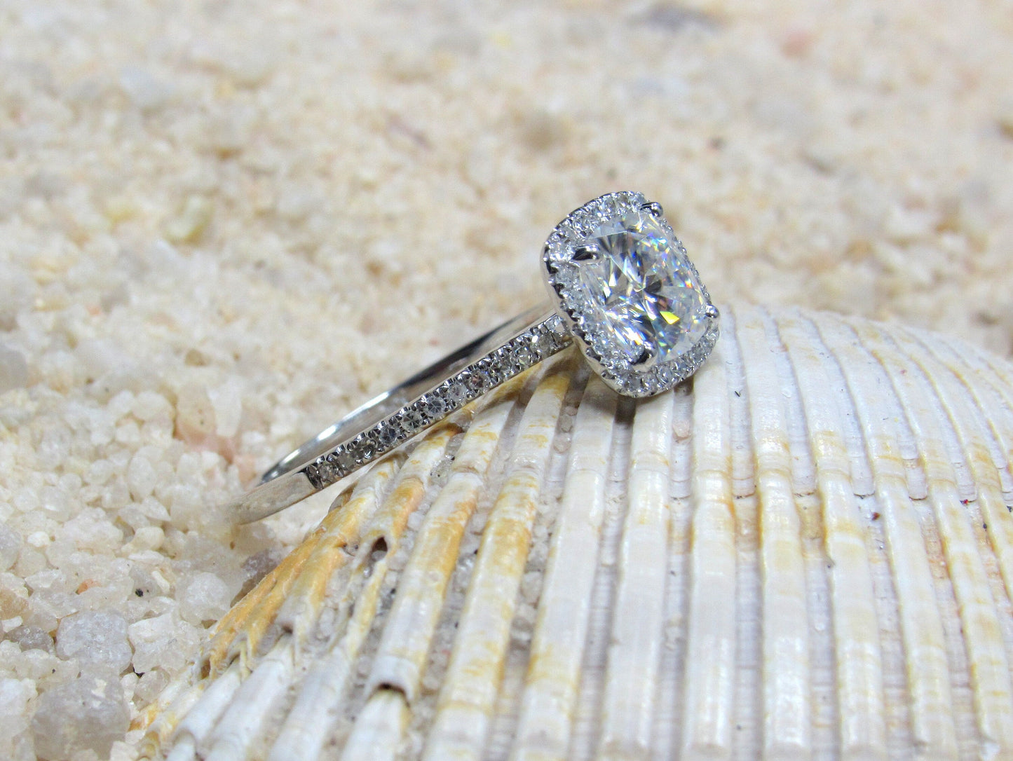 Moonstone & Diamonds Engagement Ring Cushion Halo Cuscino Petite Round cut 1ct 6mm Custom White-Yellow-Rose Gold-10k-14k-18k-Platinum BellaMoreDesign.com