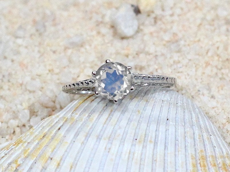 Moonstone Engagement Ring Rhemba Antique Filigree 1ct 6mm Custom Size White-Yellow-Rose Gold-10k-14k-18k-Platinum BellaMoreDesign.com